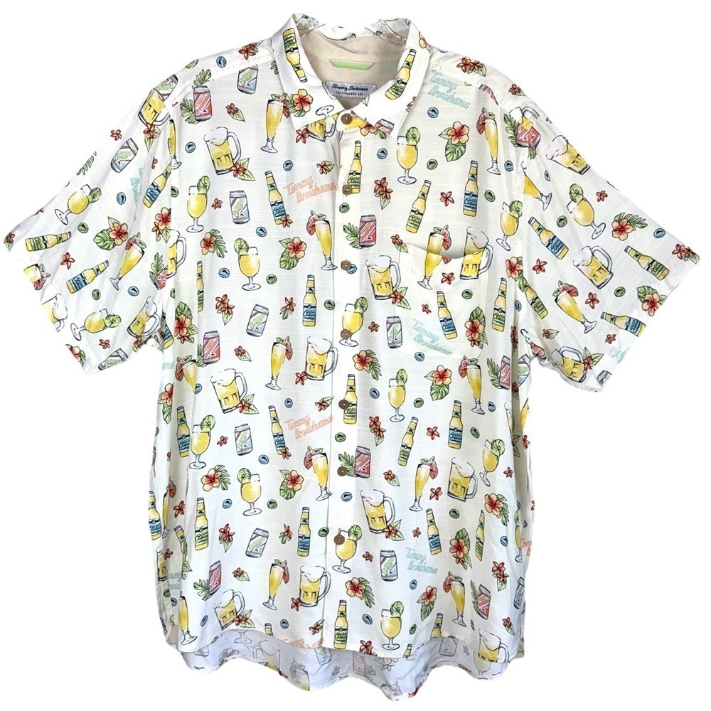 Tommy Bahama Mens XL Veracruz Cay Brewhama Beer Button-Up Short Sleeve Shirt NWT